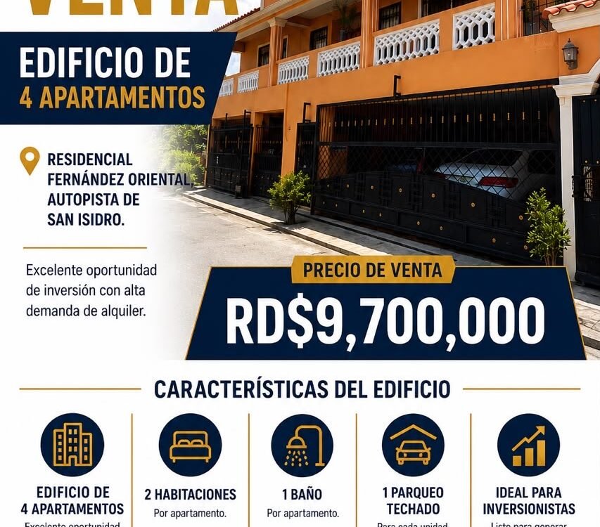 Edificio de 4 apartamentos de 2 habitaciones c/u en autopista de san Isidro en Aut. San Isidro